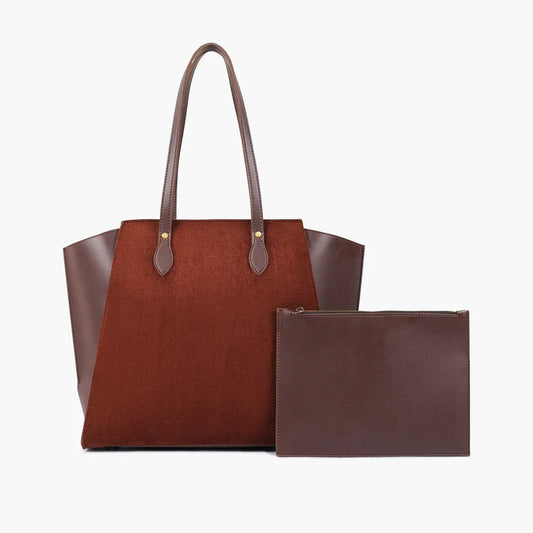 Novabazzar Dark brown suede classic tote bag