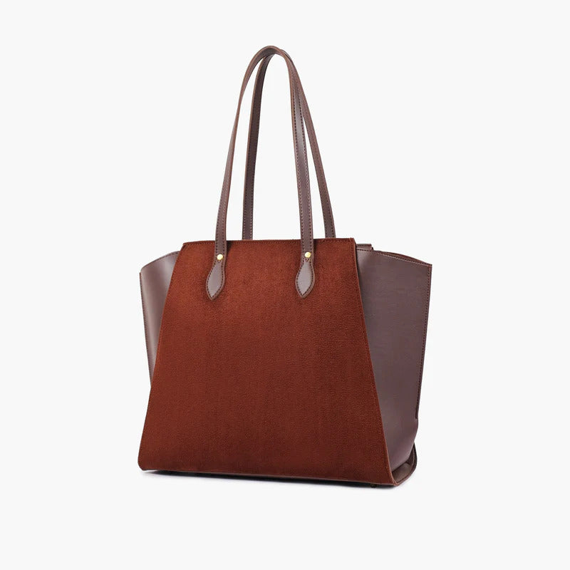 Novabazzar Dark brown suede classic tote bag