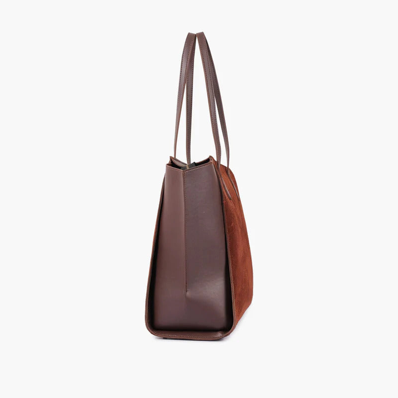 Novabazzar Dark brown suede classic tote bag