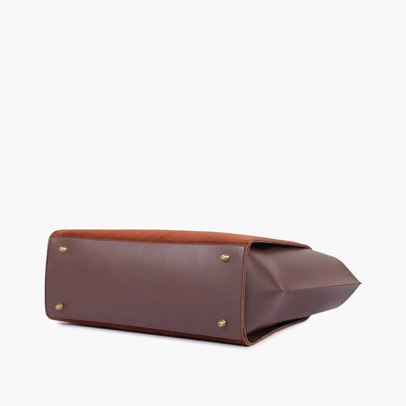Novabazzar Dark brown suede classic tote bag