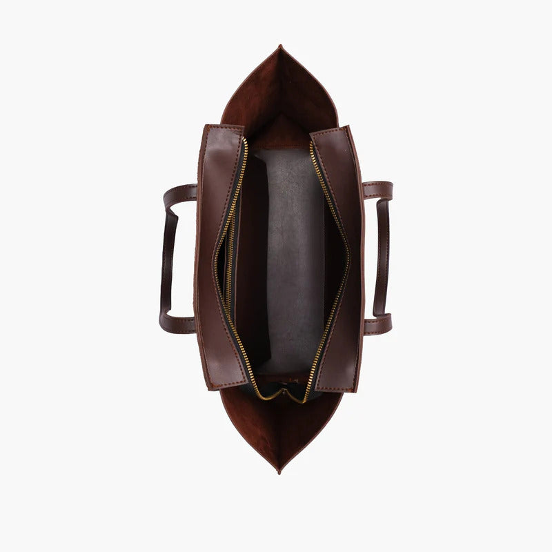 Novabazzar Dark brown suede classic tote bag
