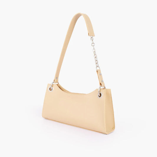 Novabazzar Off-white elongated chain handle purse